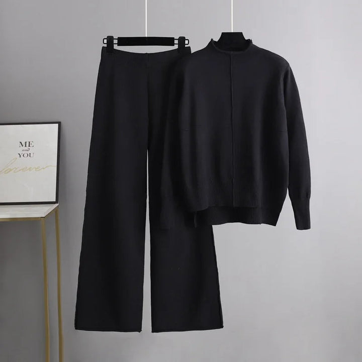 Tina/ Knitted mid-collar jumper and trousers