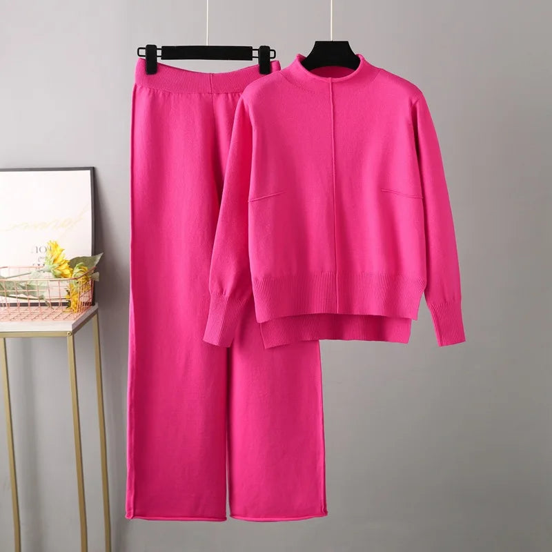 Tina/ Knitted mid-collar jumper and trousers