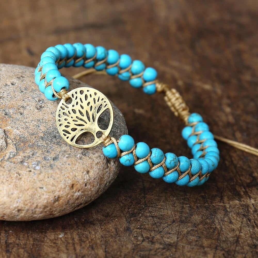 Tree of Life Bracelet Handcrafted Turquoise Stone