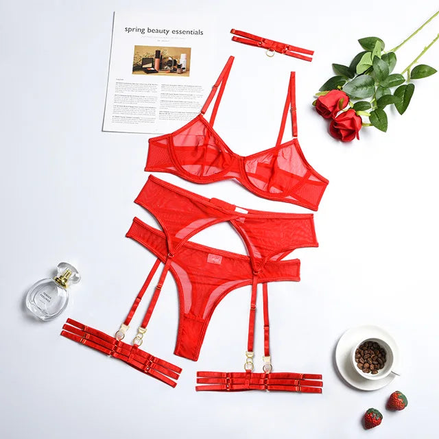 Sierra | Four-Piece Lace Lingerie Set