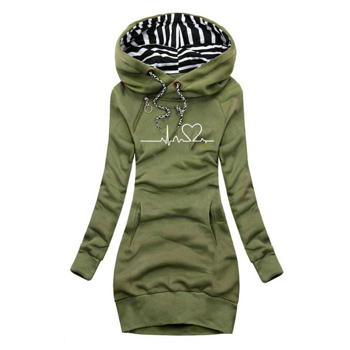 KARLA - SWEATER DRESS WITH PRINTED HOOD
