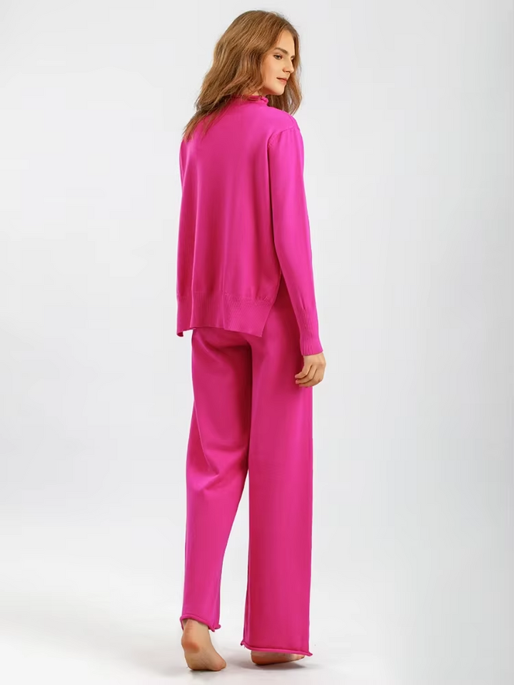 Tina/ Knitted mid-collar jumper and trousers