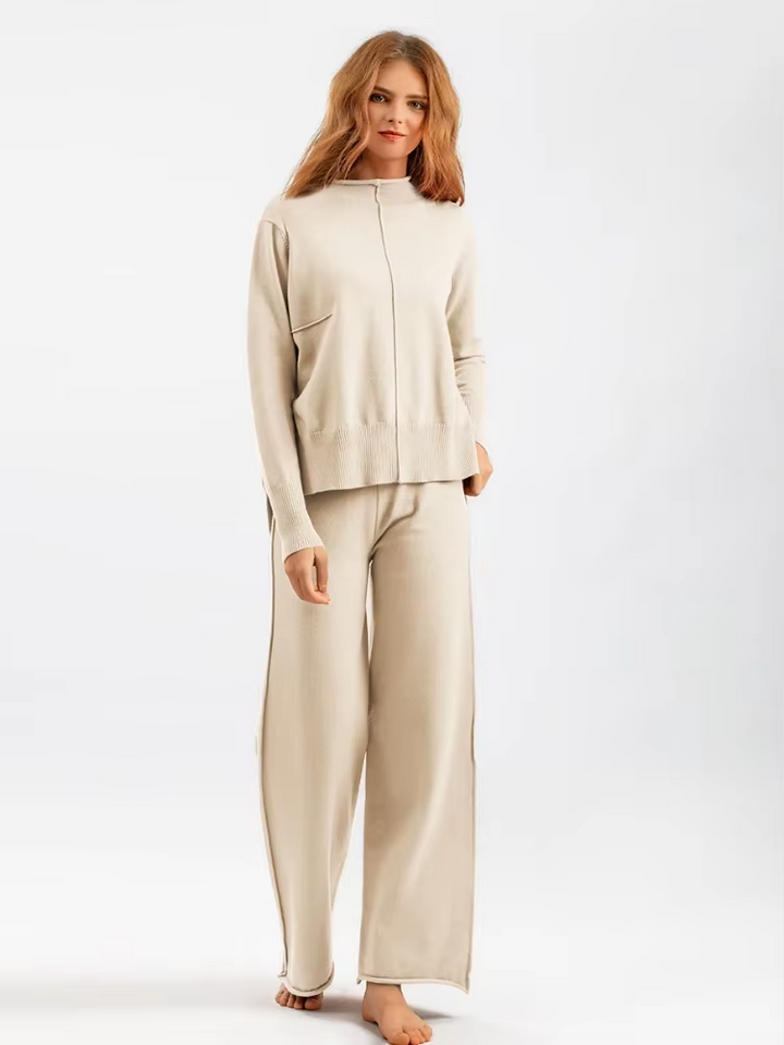 Tina/ Knitted mid-collar jumper and trousers