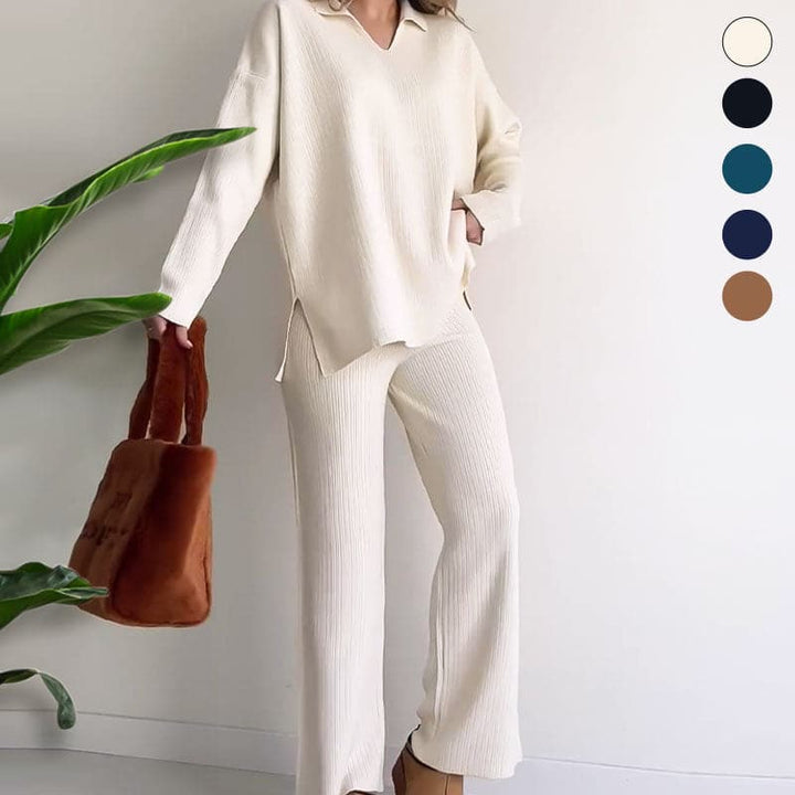 Lizzy - Ribbed V-Neck Knit Set