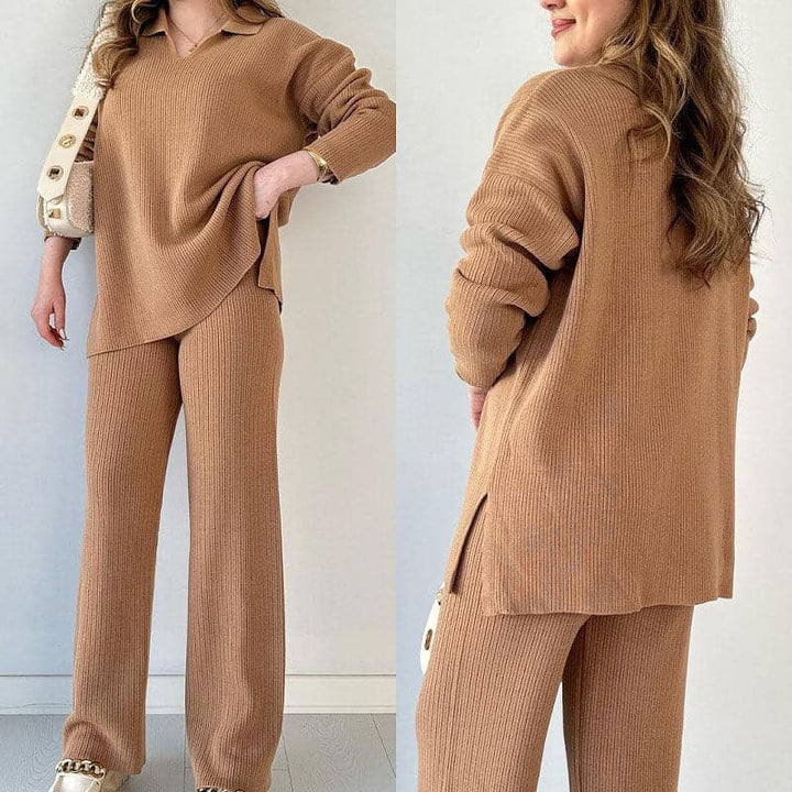 Lizzy - Ribbed V-Neck Knit Set
