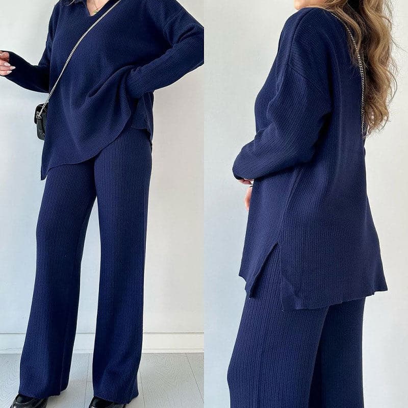 Lizzy - Ribbed V-Neck Knit Set