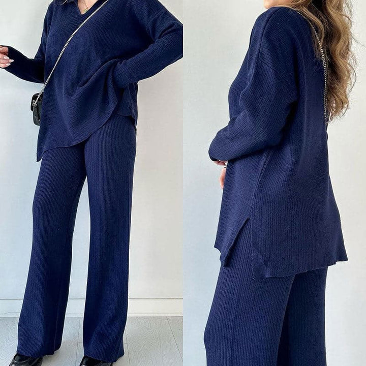 Lizzy - Ribbed V-Neck Knit Set