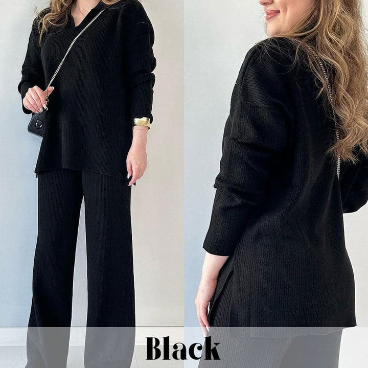 Lizzy - Ribbed V-Neck Knit Set